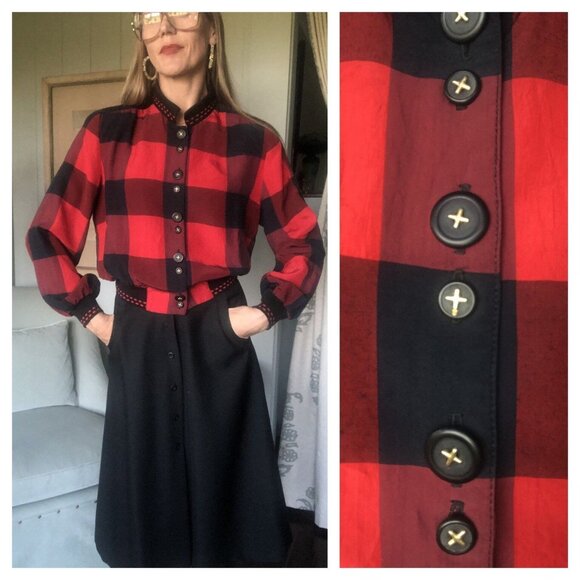 Plaid Jacket, Cropped Jacket,  Baseball Jacket, 80s Jacket | Small - Medium - Picture 1 of 9